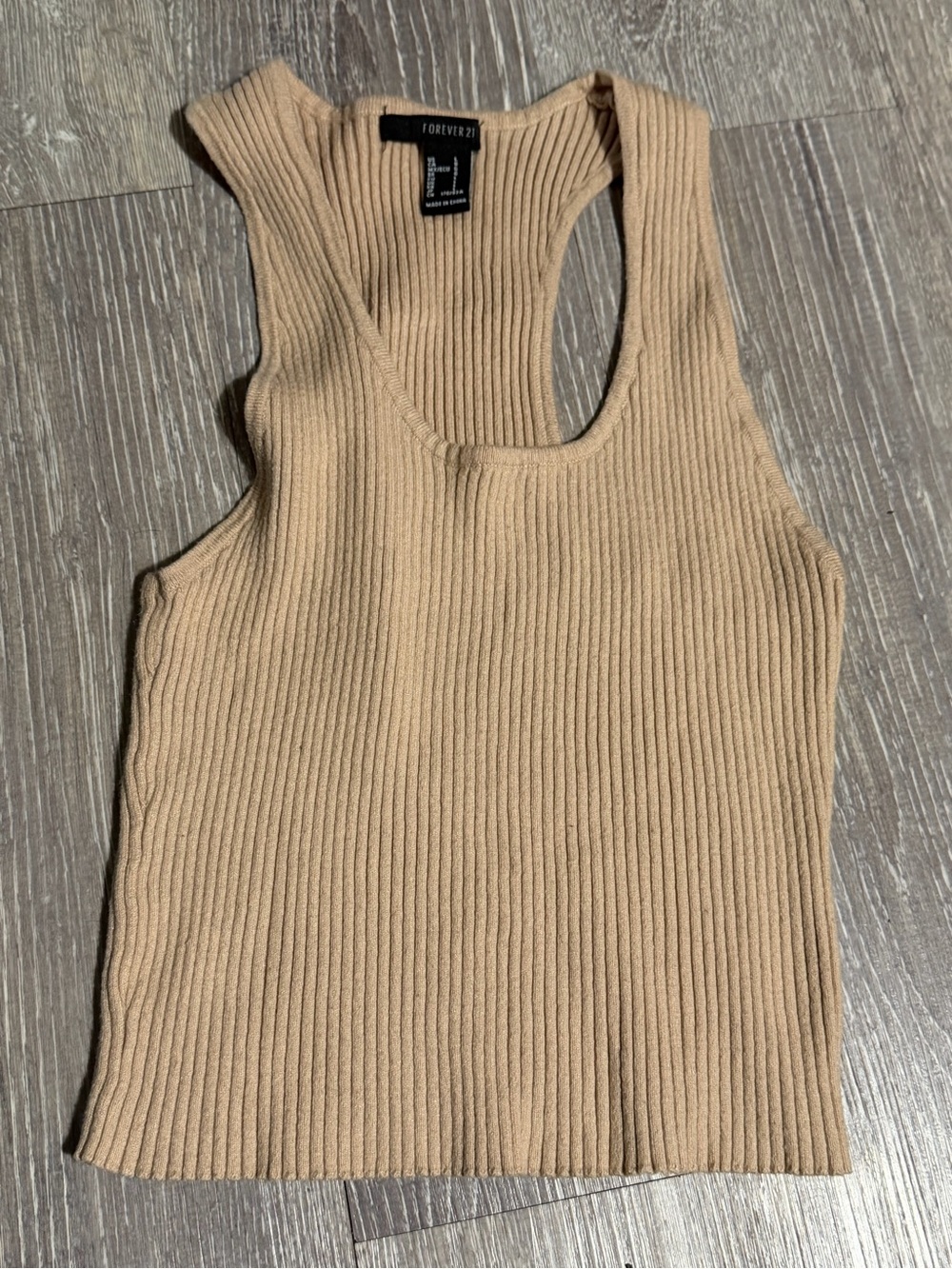 Forever 21 Tan Ribbed Racerback Tank